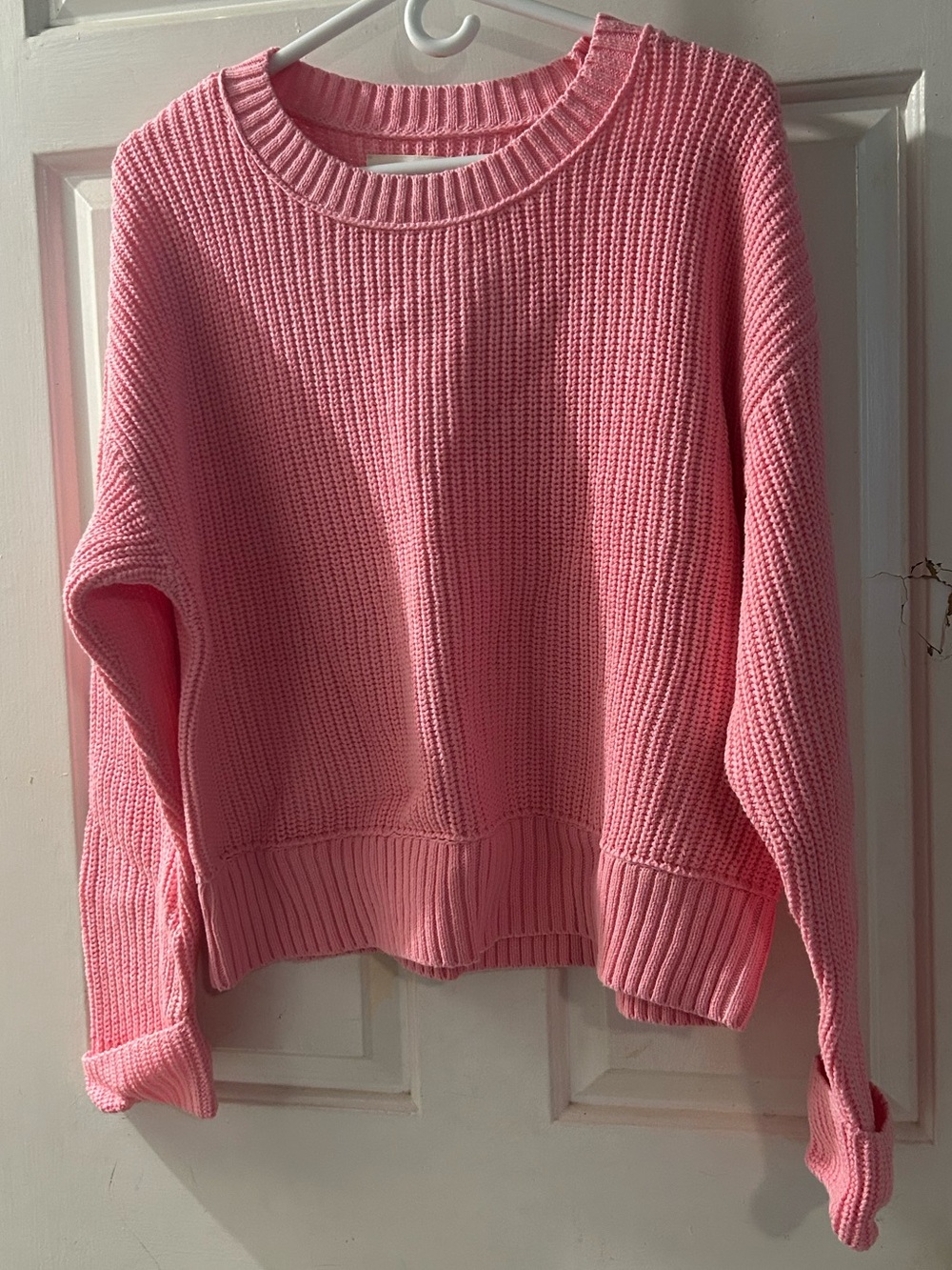 Lucky Brand Pink Ribbed Crewneck Sweater